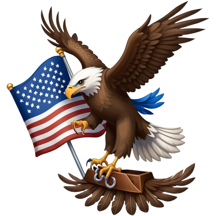 eagle with American flag behind it and guns emoji