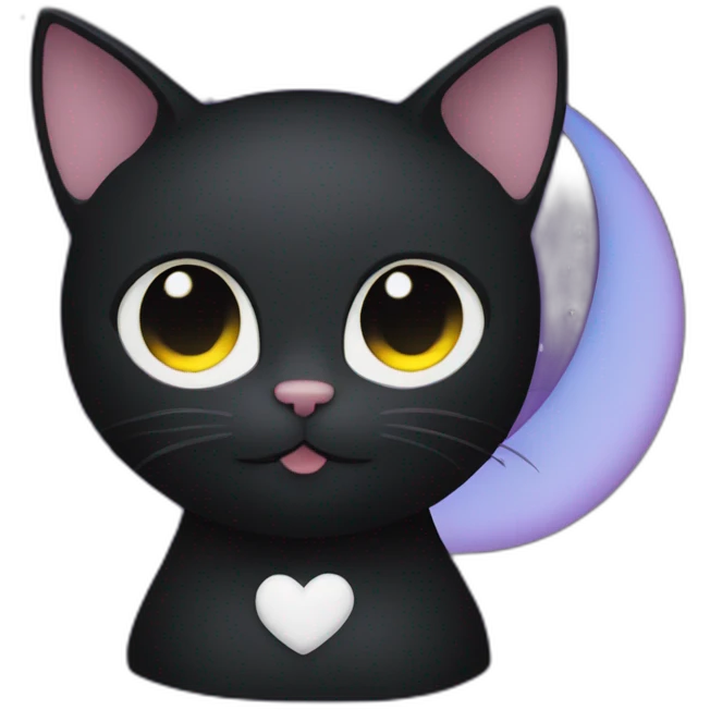 emoji of black cat with crescent moon on his forehead emoji