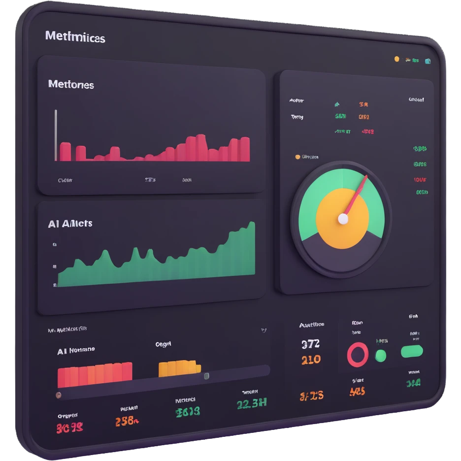 AI operations dashboard with metrics and alerts emoji