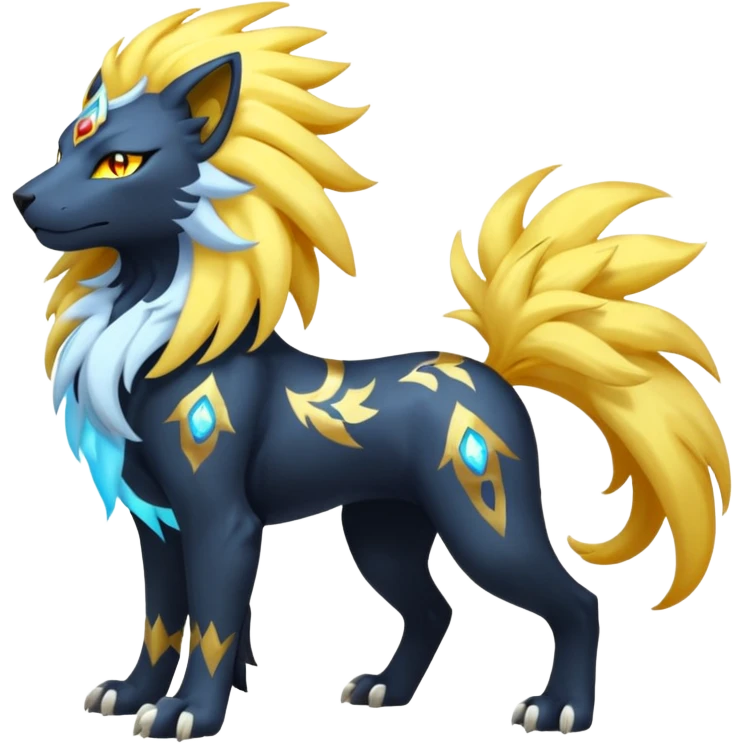 Pyroar-Solgaleo-Luxray-Fakémon-hybrid-creature (full body)  emoji