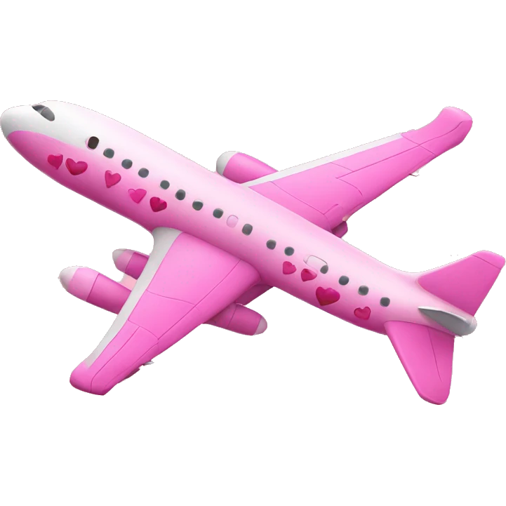 airplane pink with hearts emoji