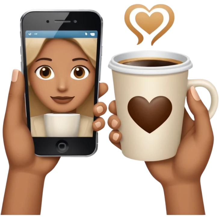 left hand passing a video file, right hand passing a coffee cup, simple, clear, no text emoji