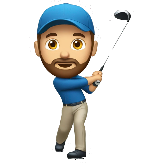 golf player with brown beard and brown hair doing a golf swing emoji
