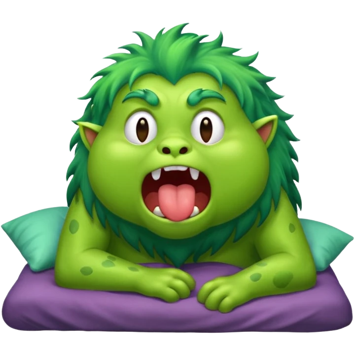 Sleepy monster going to bed emoji