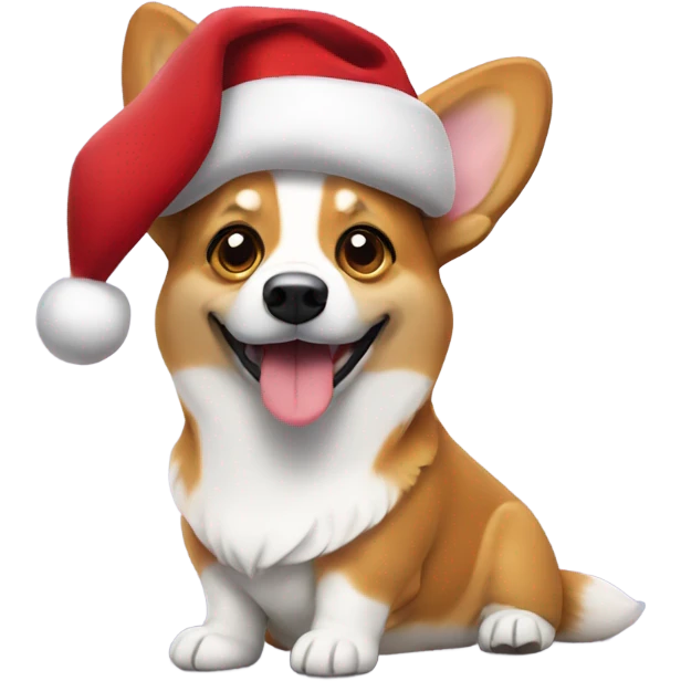 Corgi with Santa hat emoji