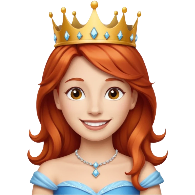 Crea una mujer pelirroja con corona de princesa emoji