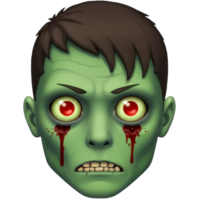 pretty brunette zombie man with green skin emoji