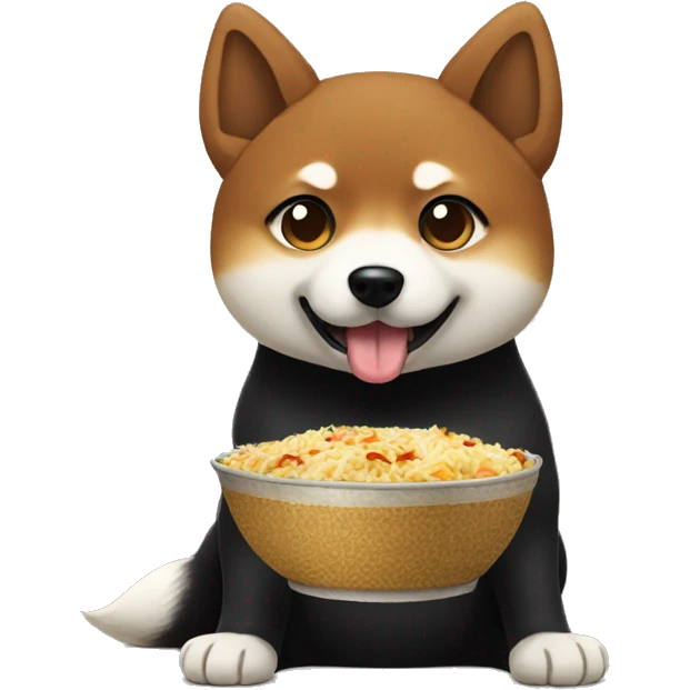 Black shibainu-eating-biriyani emoji