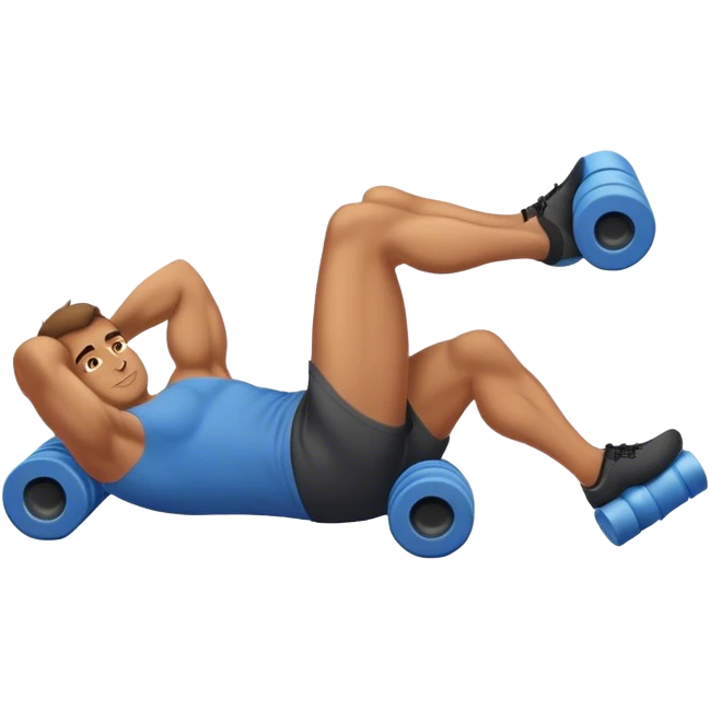 buff guy lying lats down on foam-roller emoji