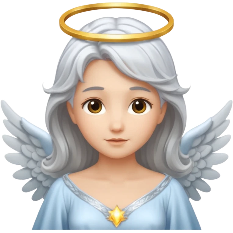 Angel with silver hair and glowing halo emoji