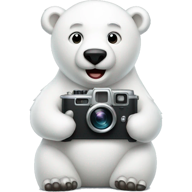 Christmas Polar bear holding a camera  emoji