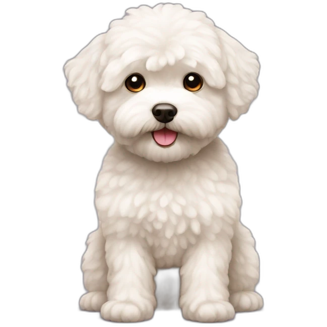 a white maltipoo with a bear emoji