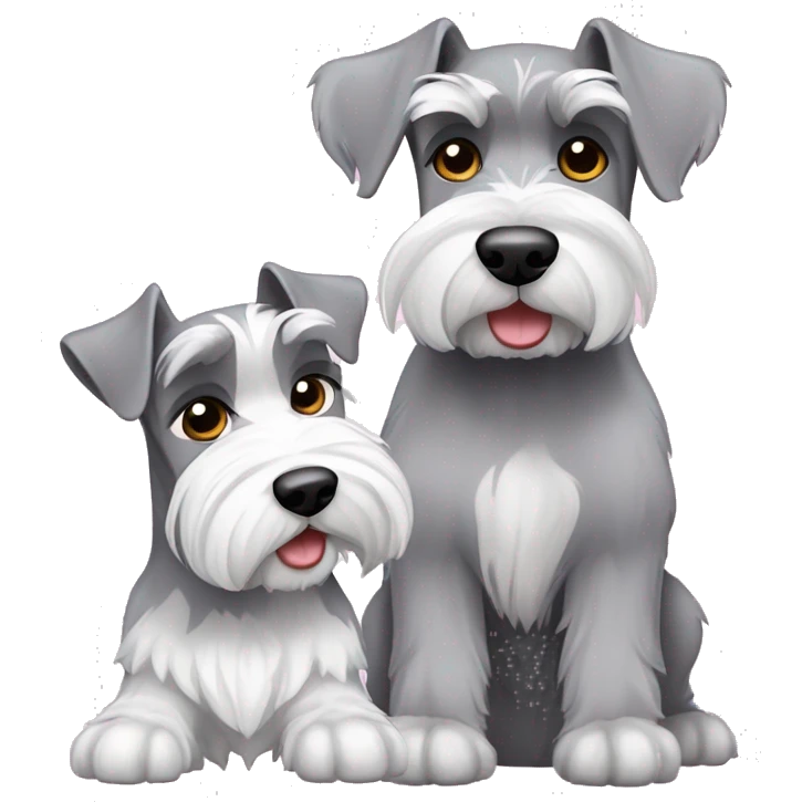 One big gray schnauzer with one small all white schnauzer  emoji