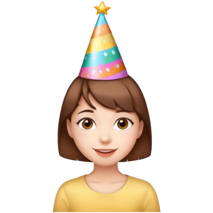 Birthday girl with short brown hair saying happy birthday emoji