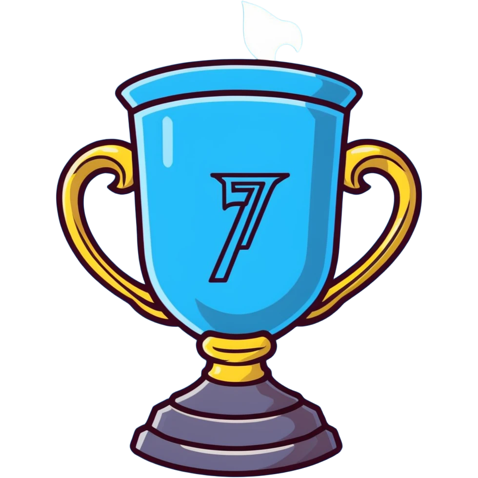 Harry Potter film accurate Triwizard Cup trophy, wide chalice with faceted design, two elaborate serpent handles on sides, glowing blue emoji