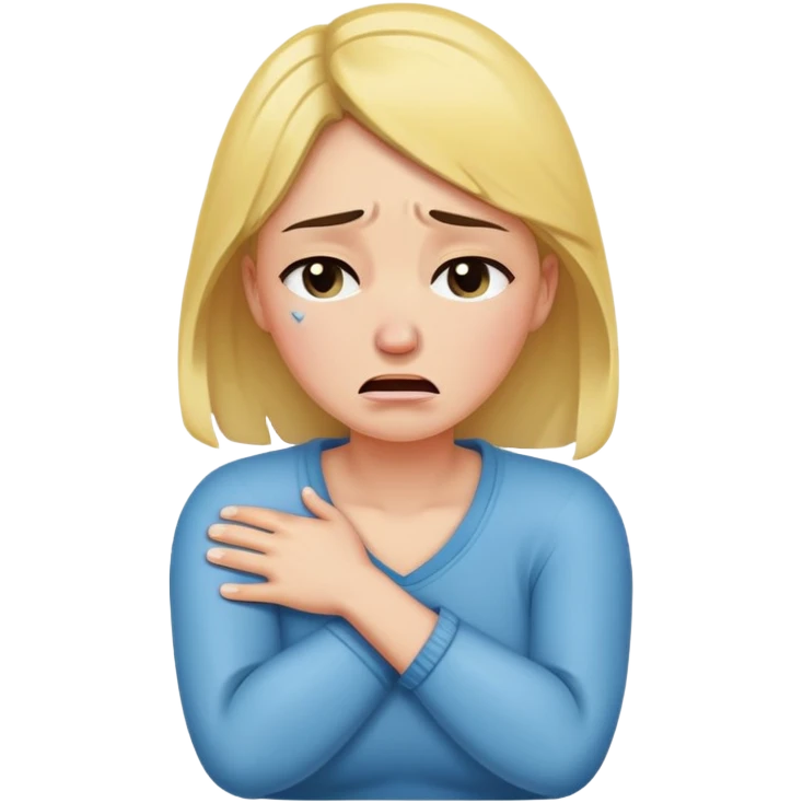 women with arms crossed around neck crying emoji