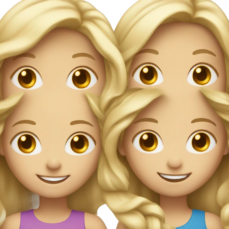 smiling girls with blonde and brown hair emoji