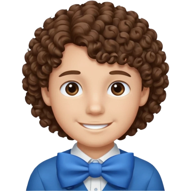 boy with curly hair blue bow emoji