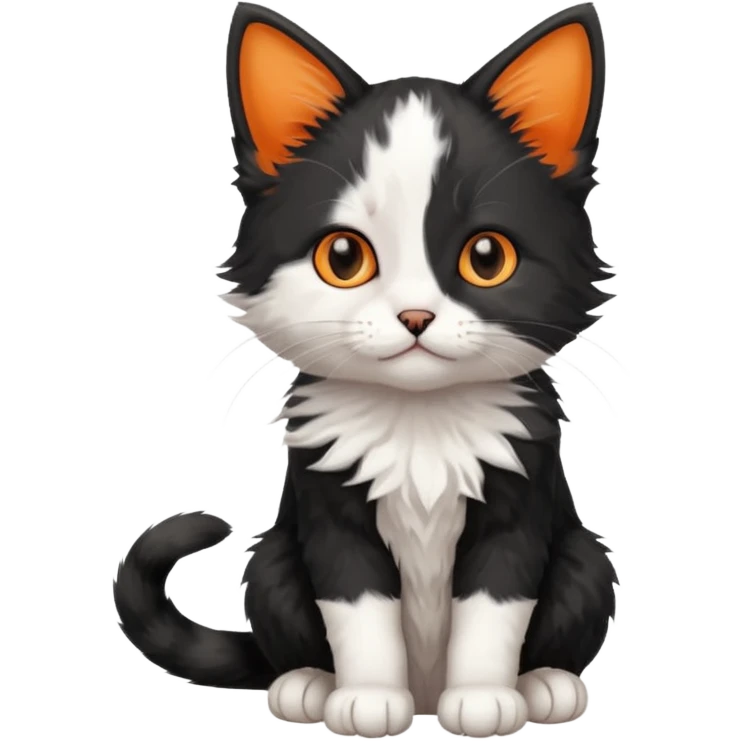 a sitting black and white with orange kitten emoji