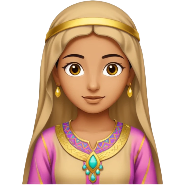 Chica árabe con túnica de colores y dorado emoji