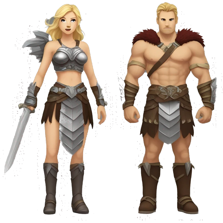 Sfw Caucasian Valkyrie berserker couple full body  emoji