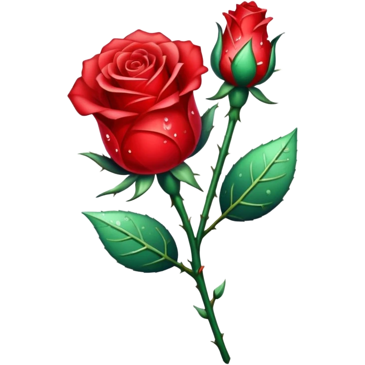 Red chrystalised rose and stem emoji
