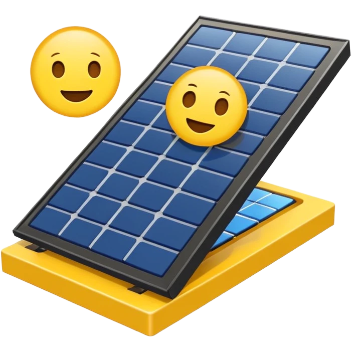 solar powered module emoji style, solar panel on top, yellow and blue colors, minimal details, no text emoji