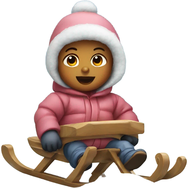 baby on a sled in the snow emoji