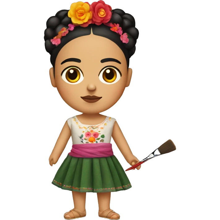 body frida kahlo kid with paintbrush emoji