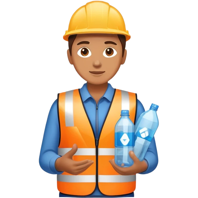 человек собирает раздельно пластиковые бутылки emoji