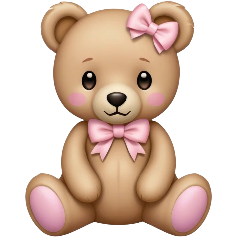 teddy bear with pastel pink bow emoji