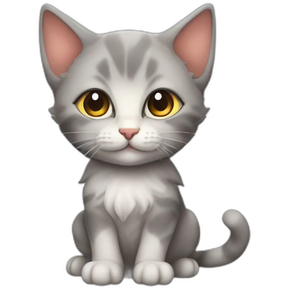 Cute kitten wizarrd, в ведьмовской колпаке с метлой, колдует emoji