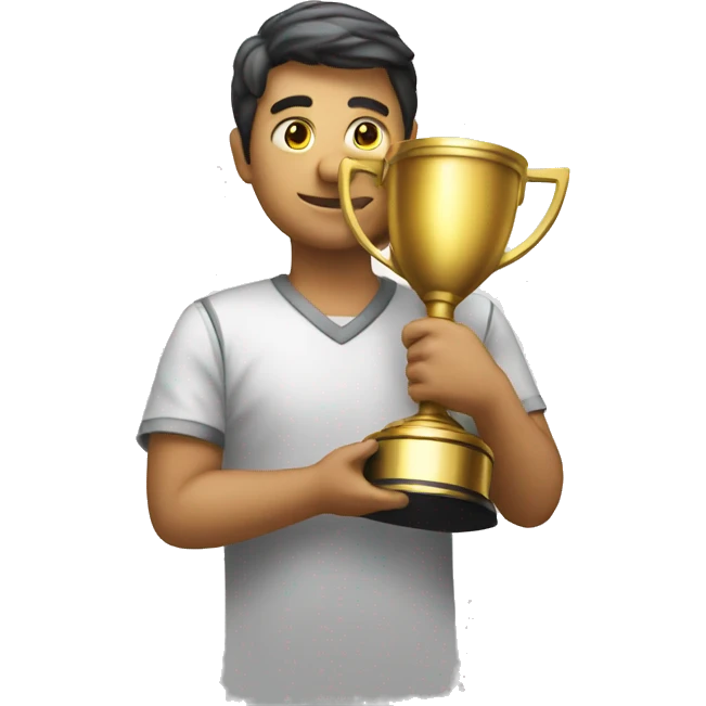 person with his back to a trophy emoji
