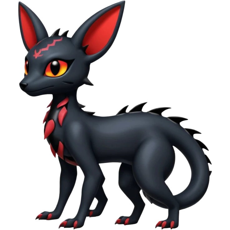 Shiny Dark Edgy Gothic Gloomy Futuristic Salandit-Umbreon-Noibat-Litten-Hybrid (Full body) emoji