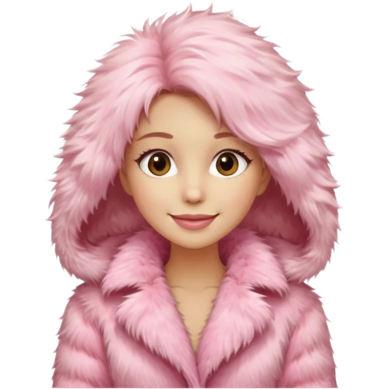 Pink fur coat female emoji