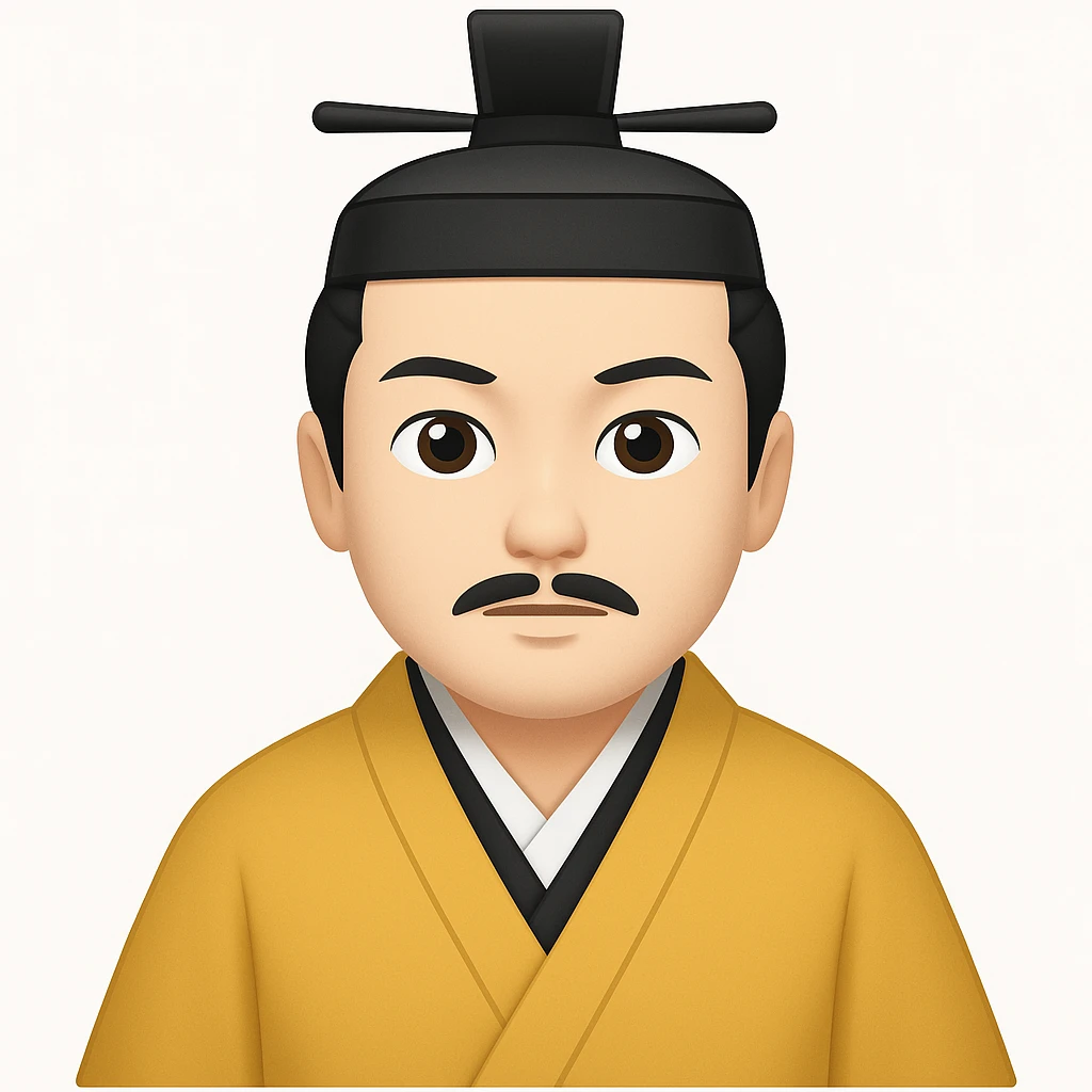 Make the emperor's robe one solid color and ensure he is wearing a kanmuri hat in emoji style emoji