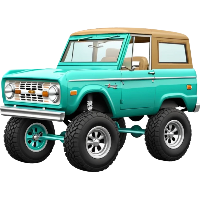 turquoise green classic ford bronco with slot alminum wheels emoji