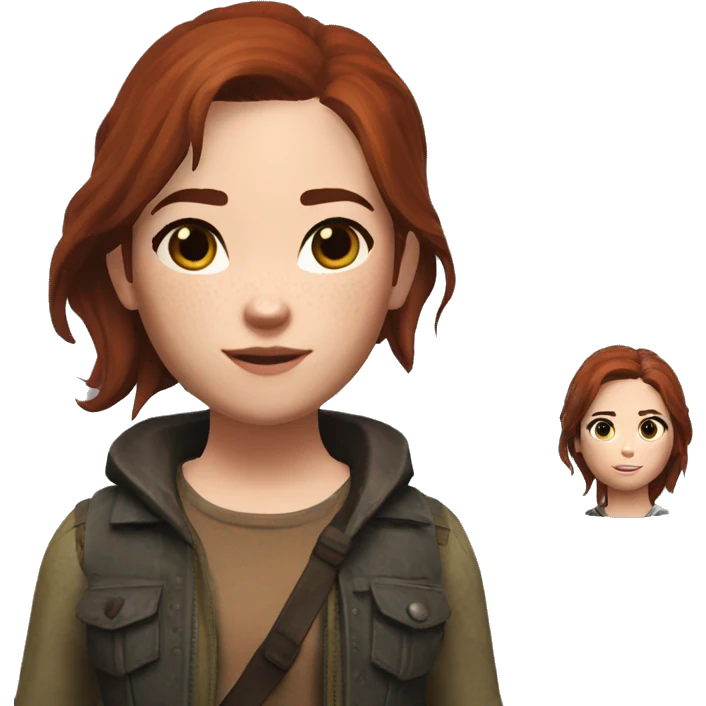 Ellie Williams from the Last of Us 2 brunette auburn hair emoji