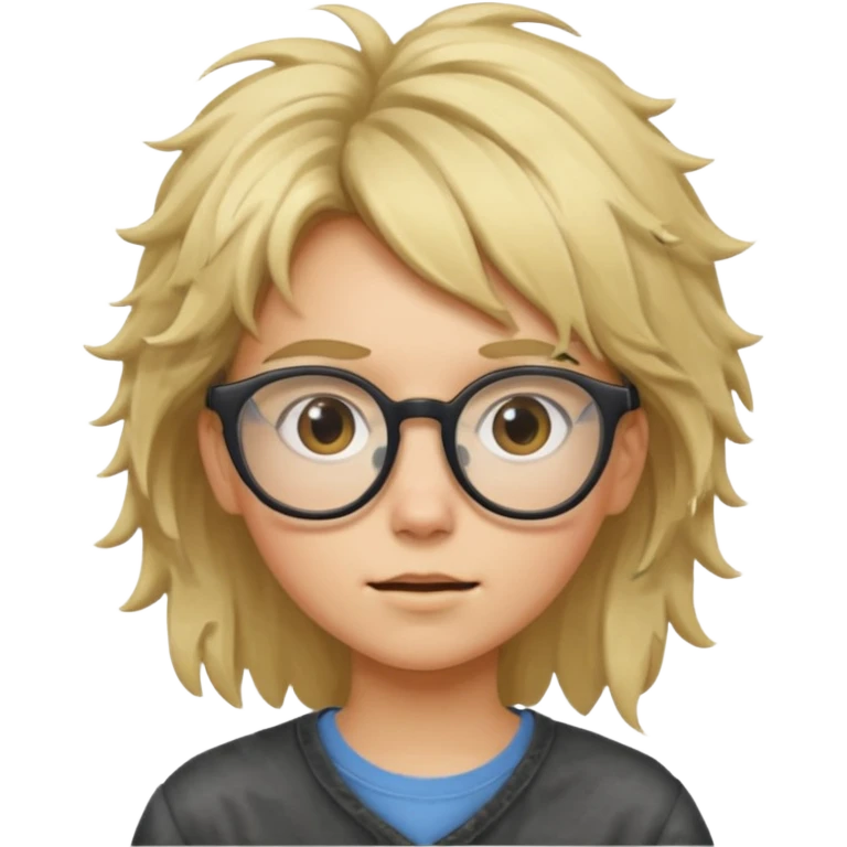 Blonde student with messy hair and big glasses emoji