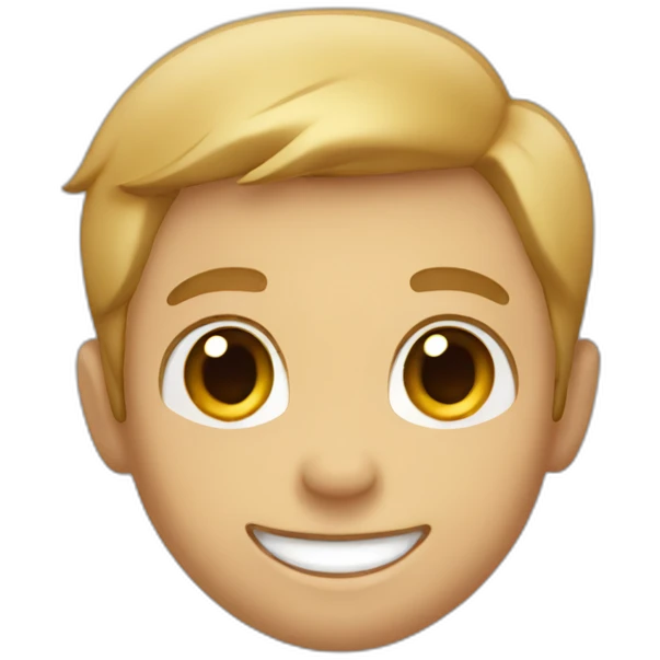 Boy smiling with left arm up emoji
