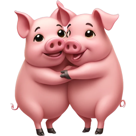 Two pigs hugging emoji