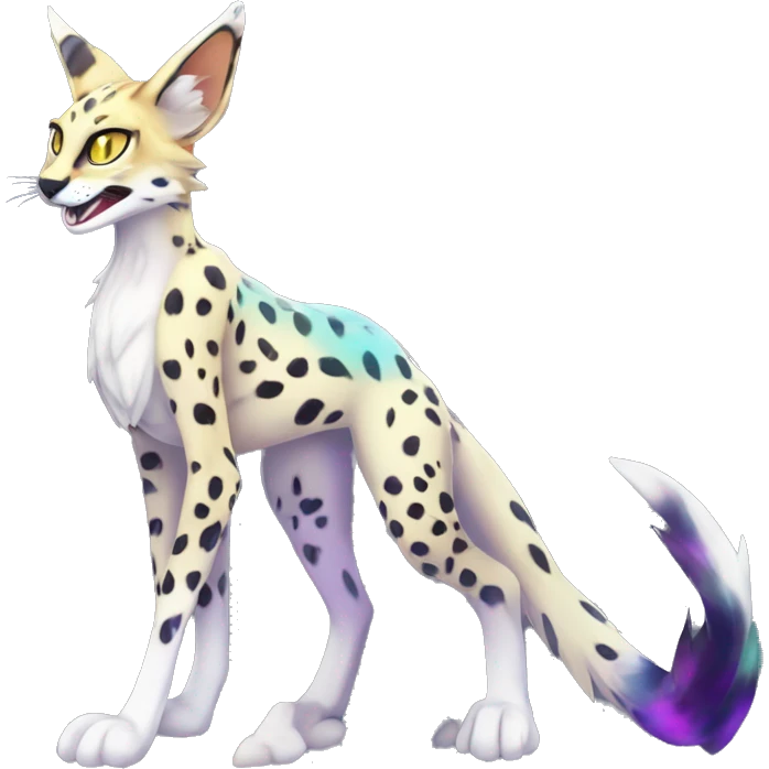 Epic Edgy Colorful ethereal eldritch Sergal-shiny Serval-Fionbri full body emoji