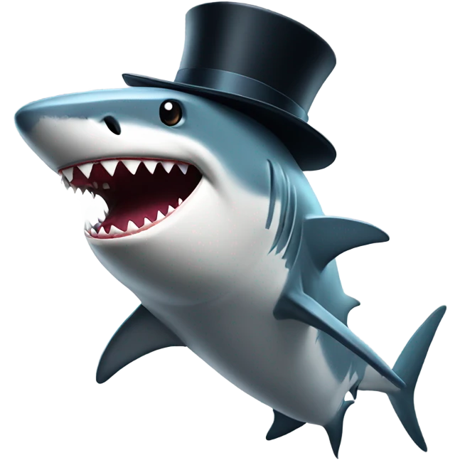 Shark with a top hat emoji