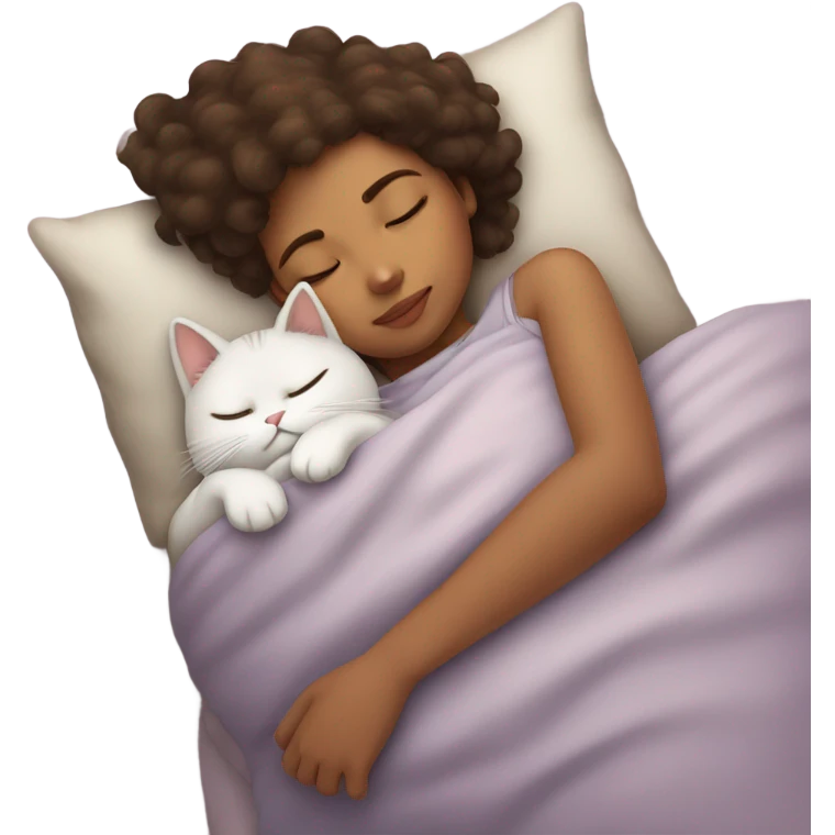 Girl and cat sleeping emoji