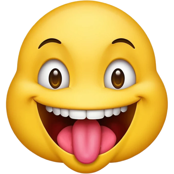 playful emoji, eyes wide open, big grin, tongue hanging out with drool, vibrant and expressive emoji