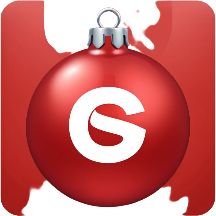 red Christmas ball with white "S" logo emoji
