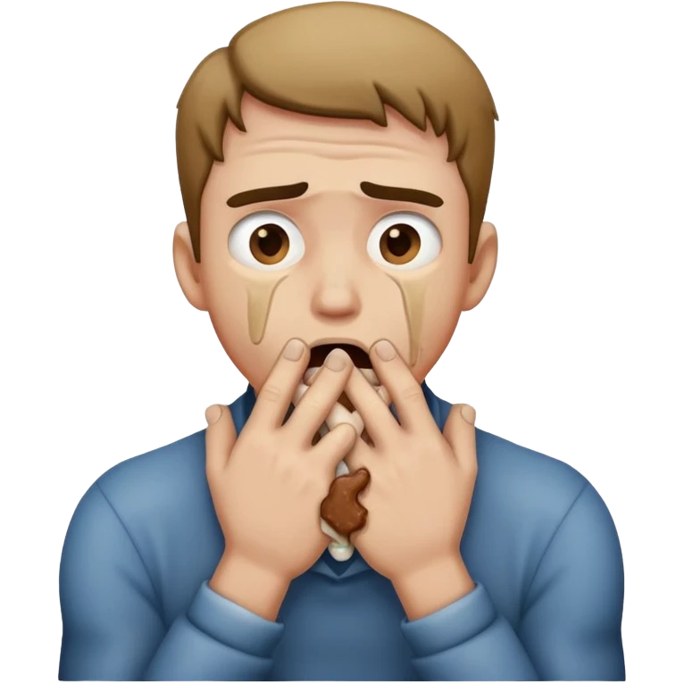 A man choking himself with his hands emoji