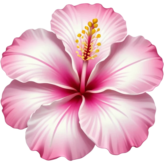 light white hibiscus flower with a pink centre in the style of apple emoji emoji