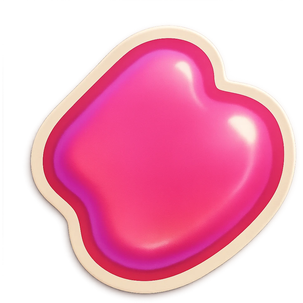 pink sticker, glossy finish, rounded edges emoji