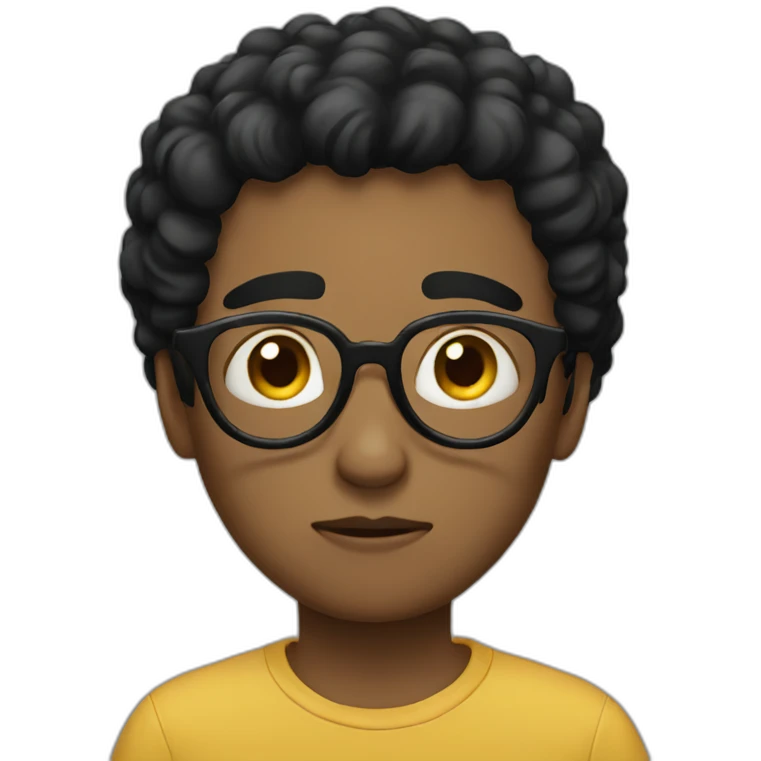 sad boy with glasses black hair emoji